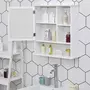 KLEANKIN Armoire murale salle de bain armoire à glace placard de rangement toilettes 1 porte niche + étagères latérales MDF blanc
