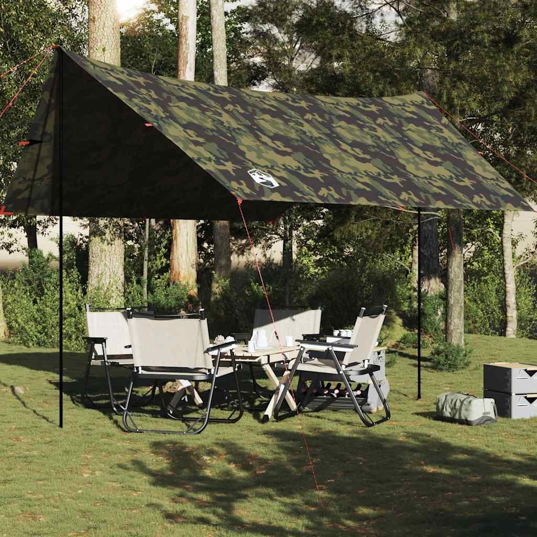 VIDAXL Bache de camping camouflage 438x376x212 cm impermeable