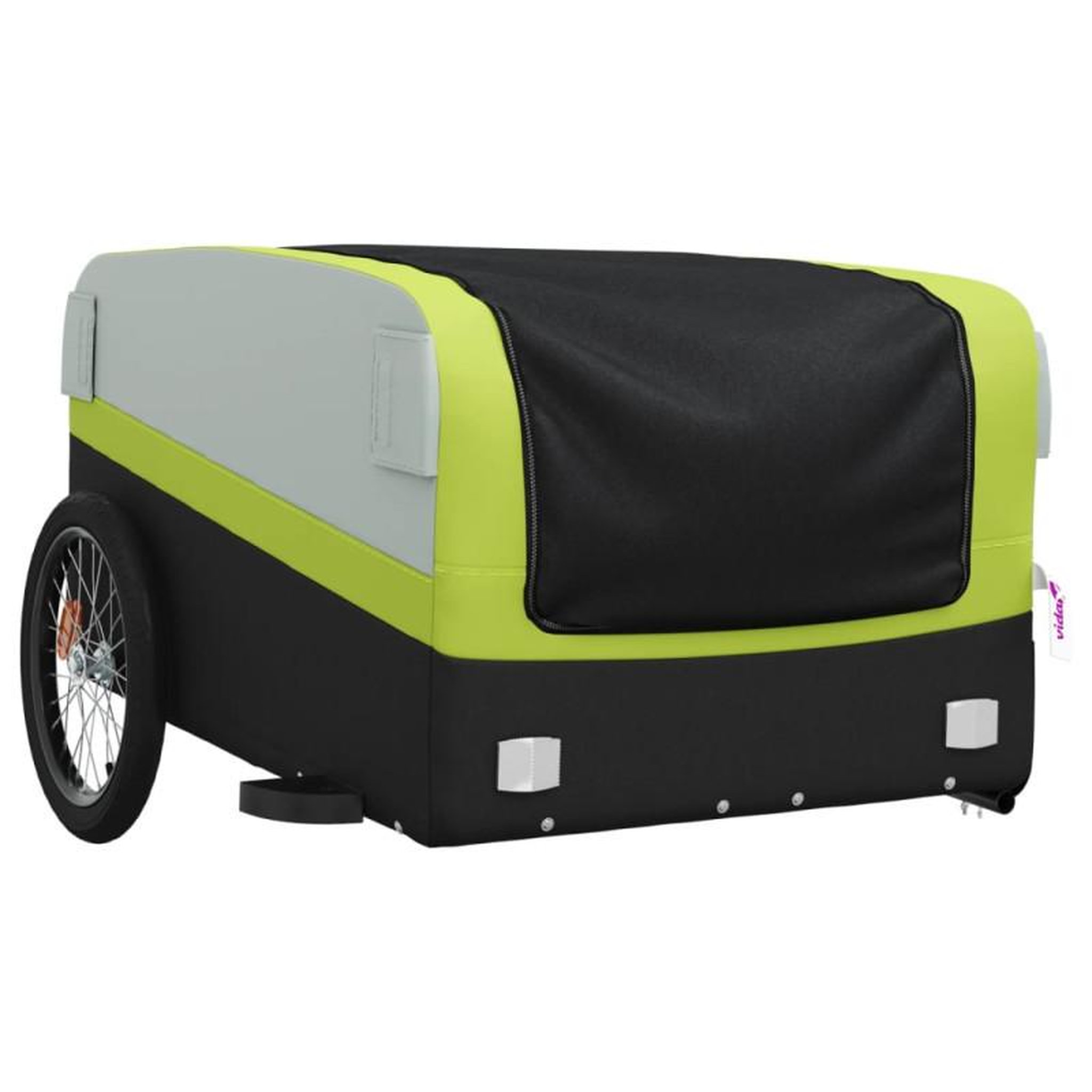 Voir la diapositive 4 : VIDAXL Remorque de vélo noir et vert 45 kg fer