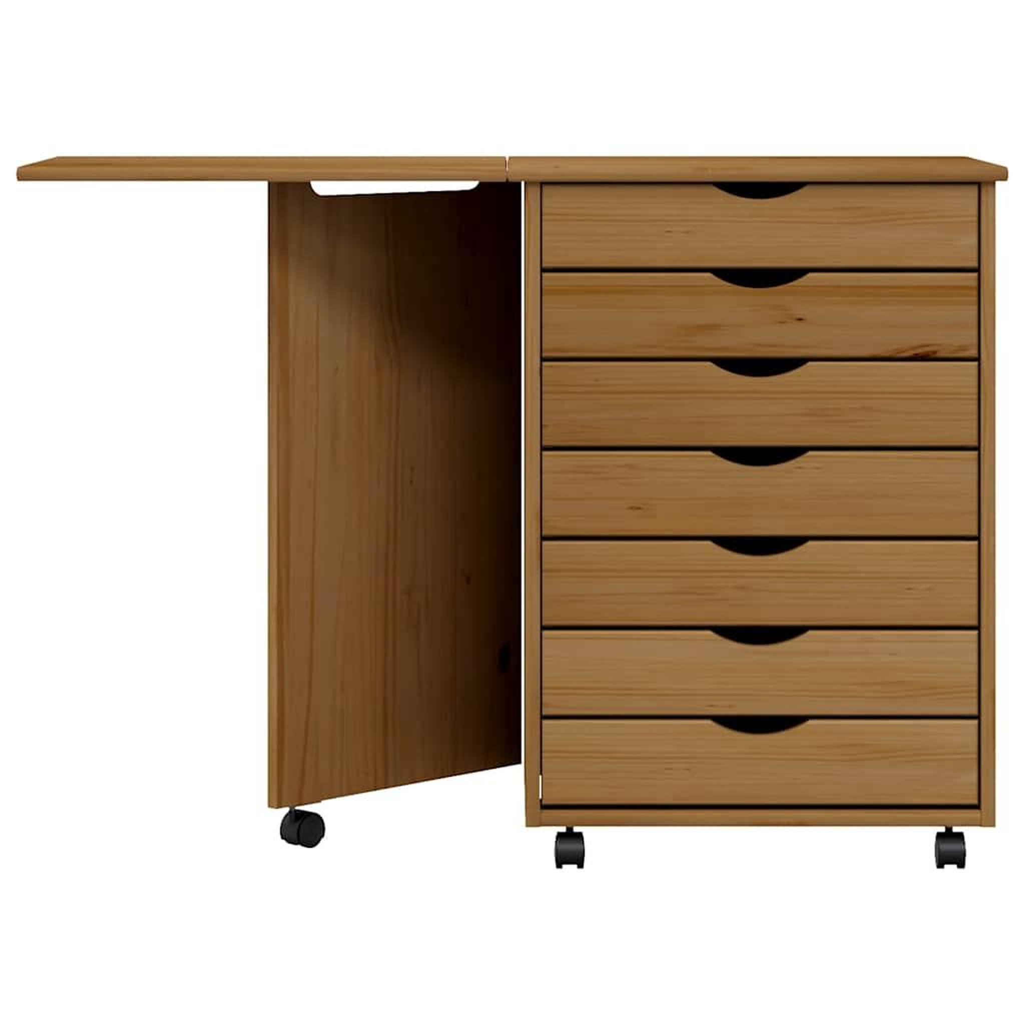 Voir la diapositive 5 : VIDAXL Armoire roulante avec bureau MOSS marron miel bois de pin