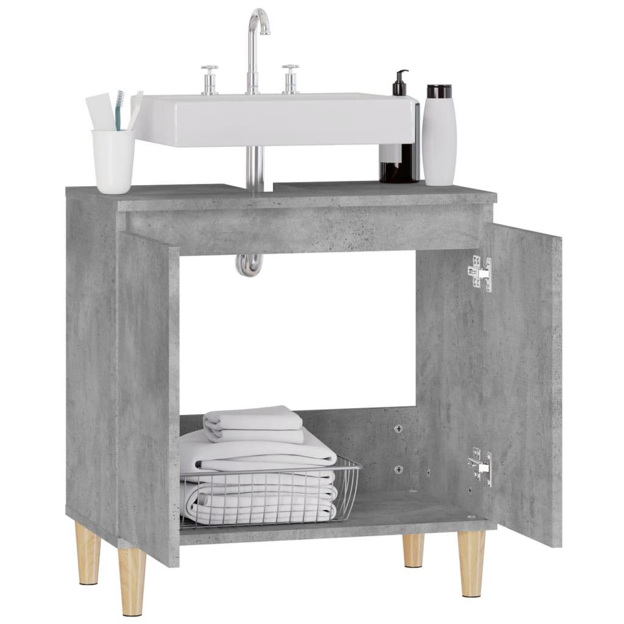 Voir la diapositive 5 : VIDAXL Meuble d'evier gris beton 58x33x60 cm bois d'ingenierie