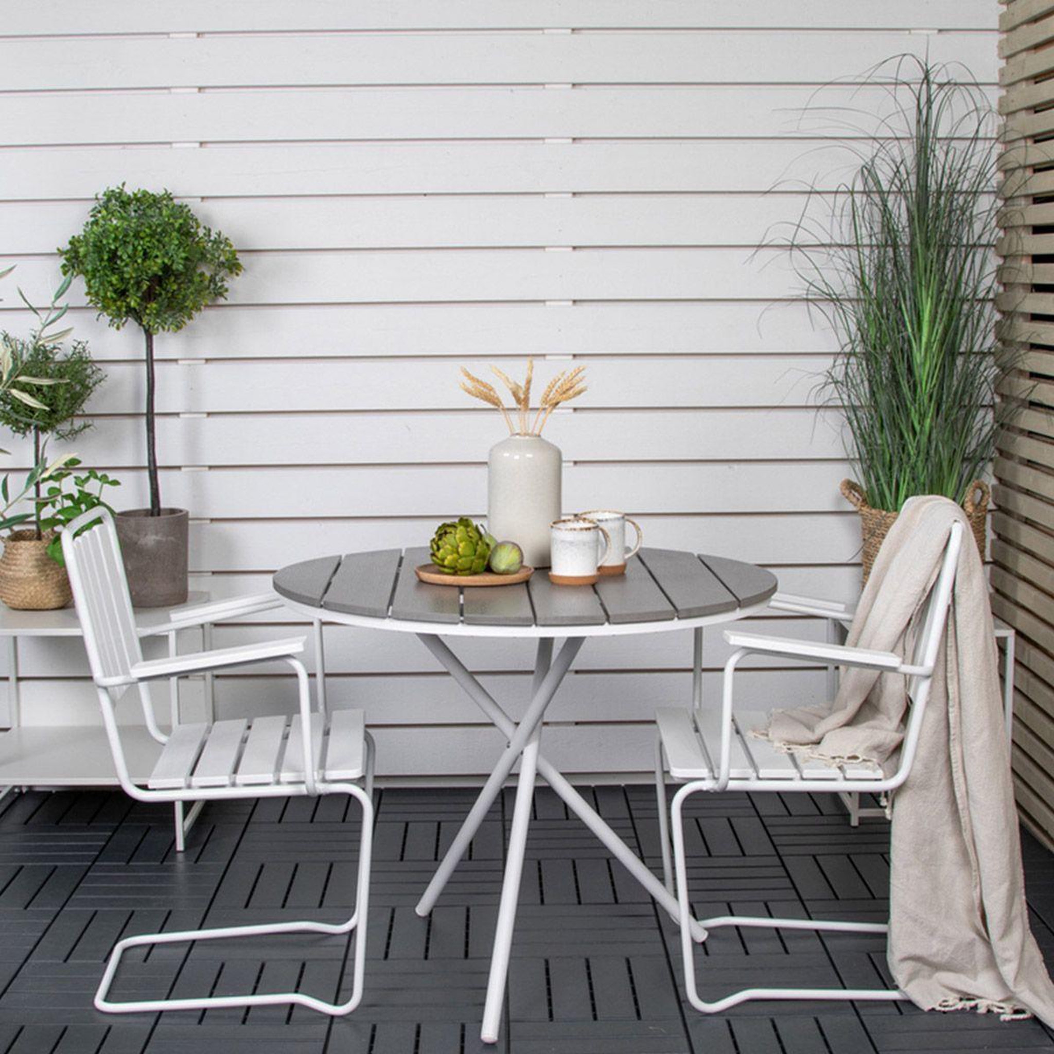 Voir la diapositive 4 : Paris Prix Table de Jardin Ronde  Parma  90cm Gris