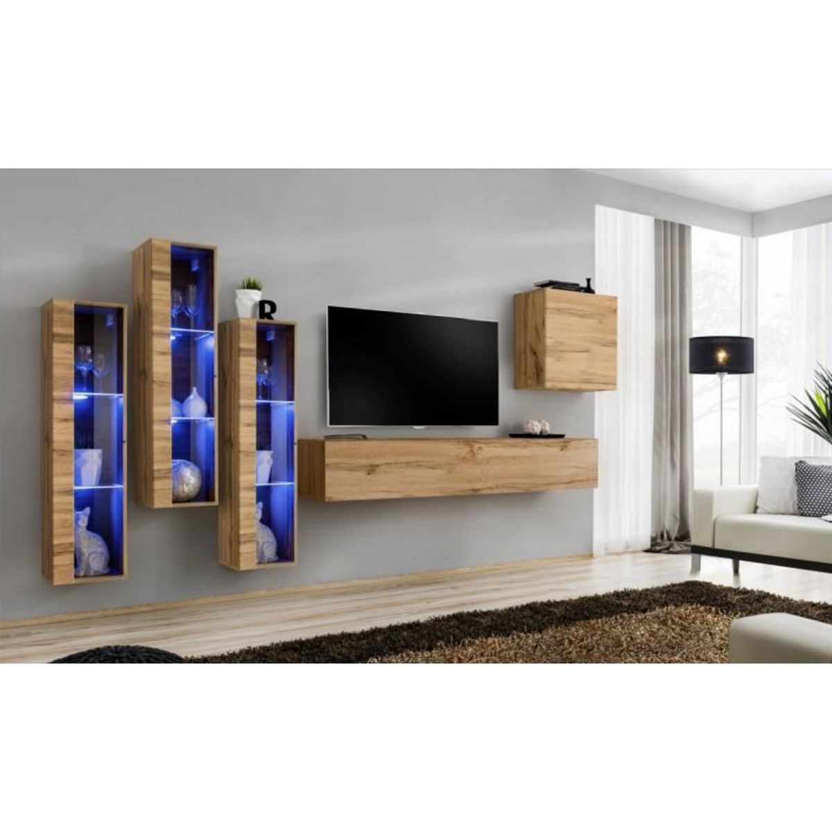 Paris Prix Meuble TV Mural Design  Switch XIII  330cm Naturel