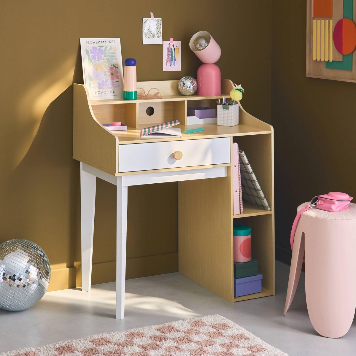 SWEEEK Bureau enfant avec tiroir et étagères