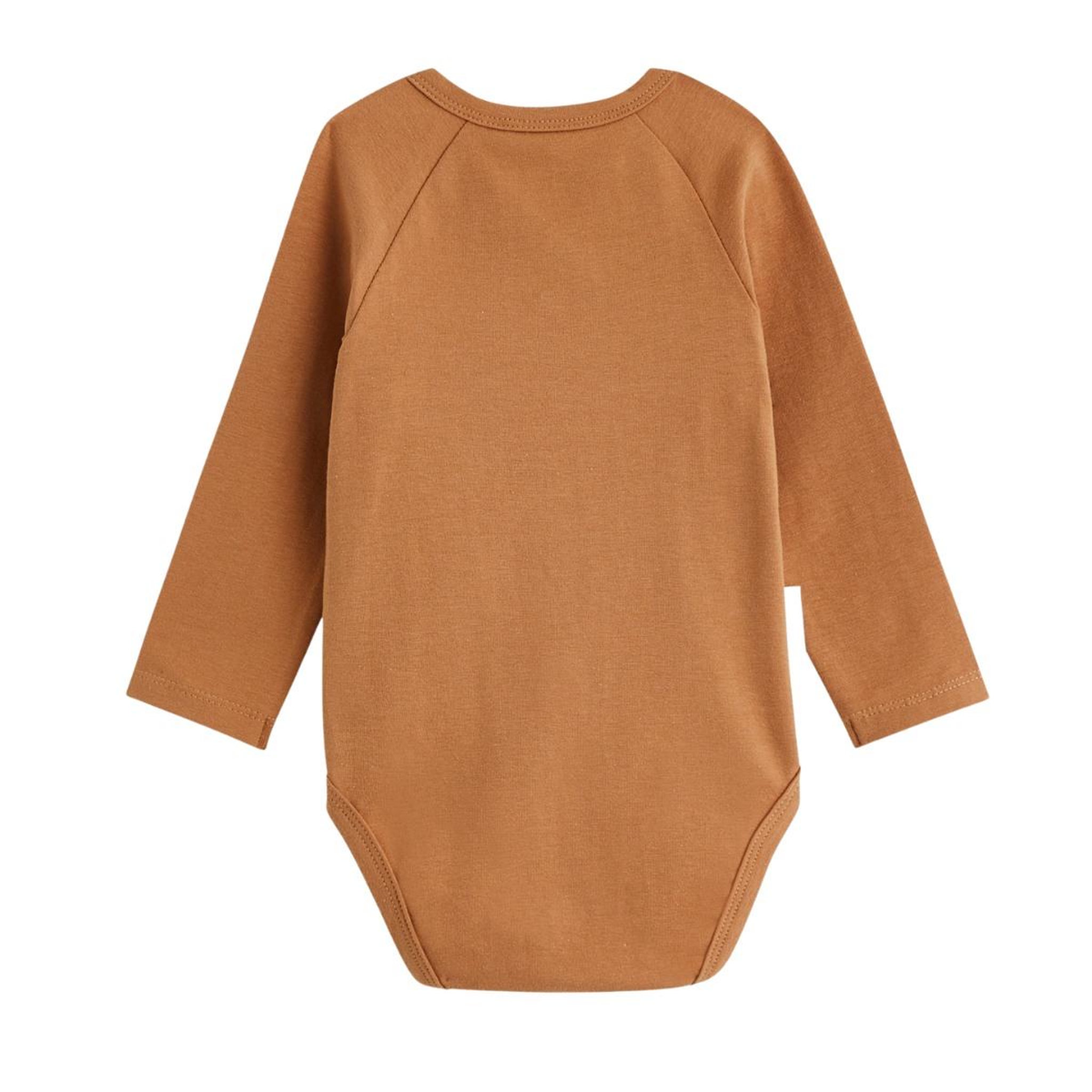 Voir la diapositive 2 : PETIT BEGUIN Lot de 2 bodies bébé manches longues ouverture croisée caramel