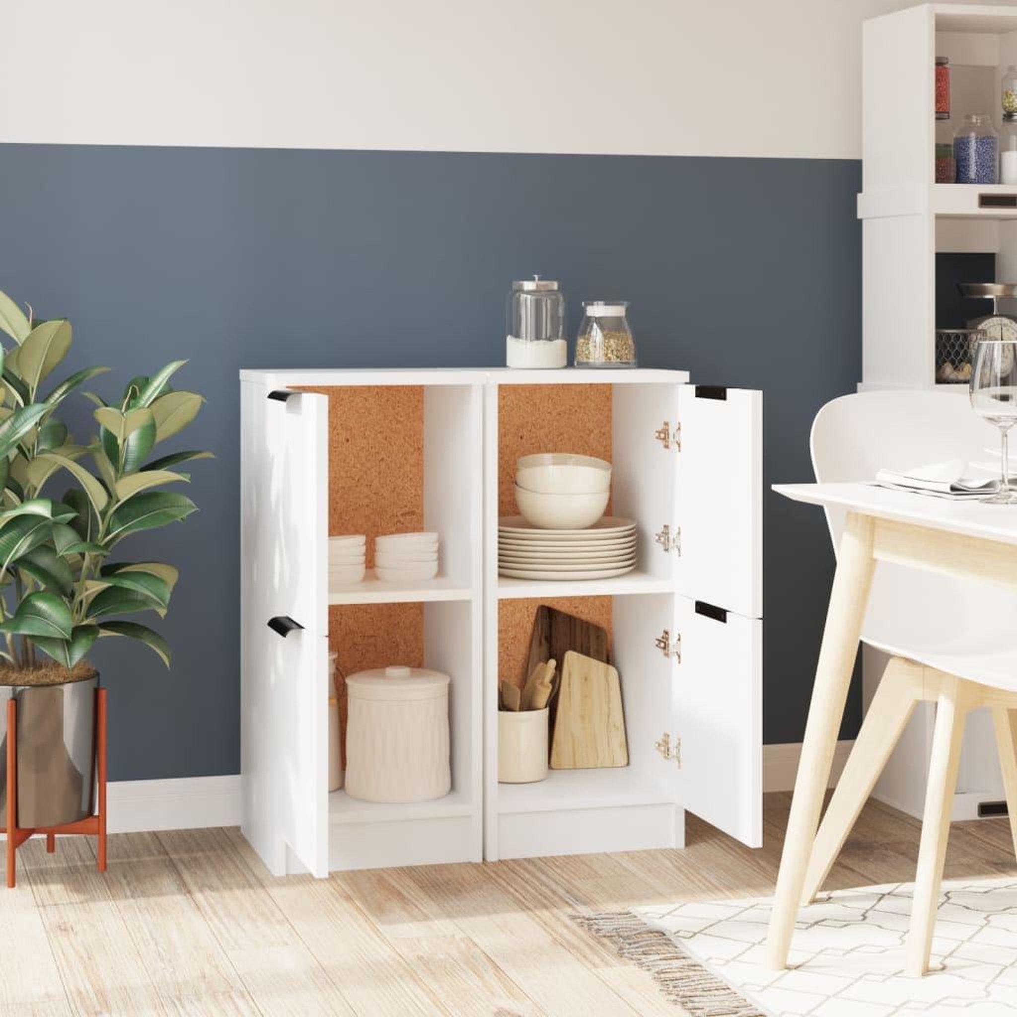 Voir la diapositive 3 : VIDAXL Buffets 2 pcs blanc 30x30x70 cm bois d'ingenierie