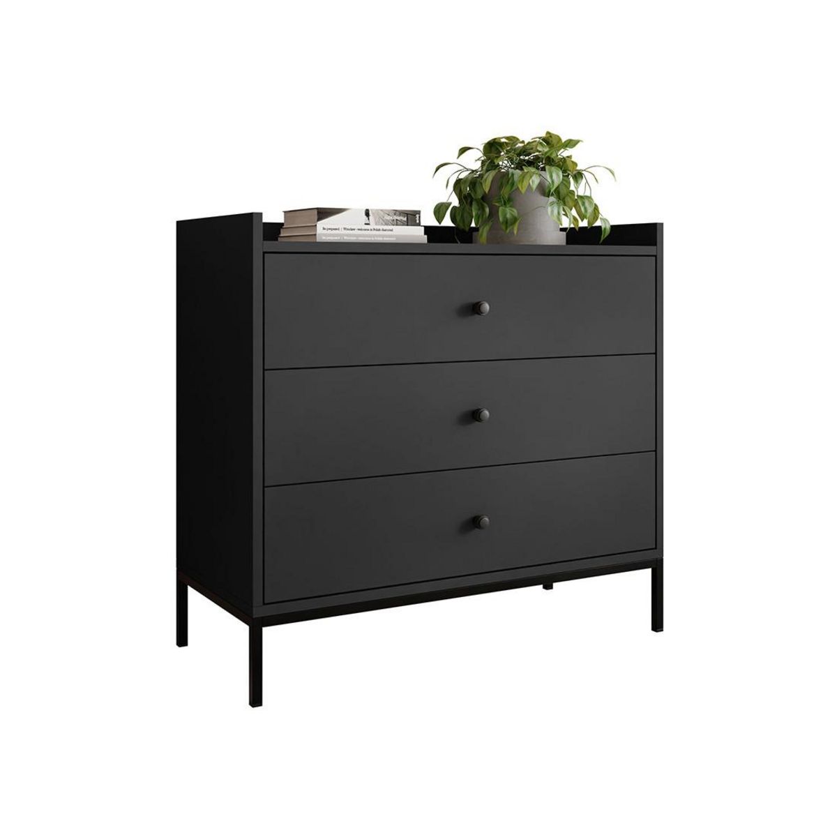 BEST MOBILIER Filipo - commode - noir - 80 cm