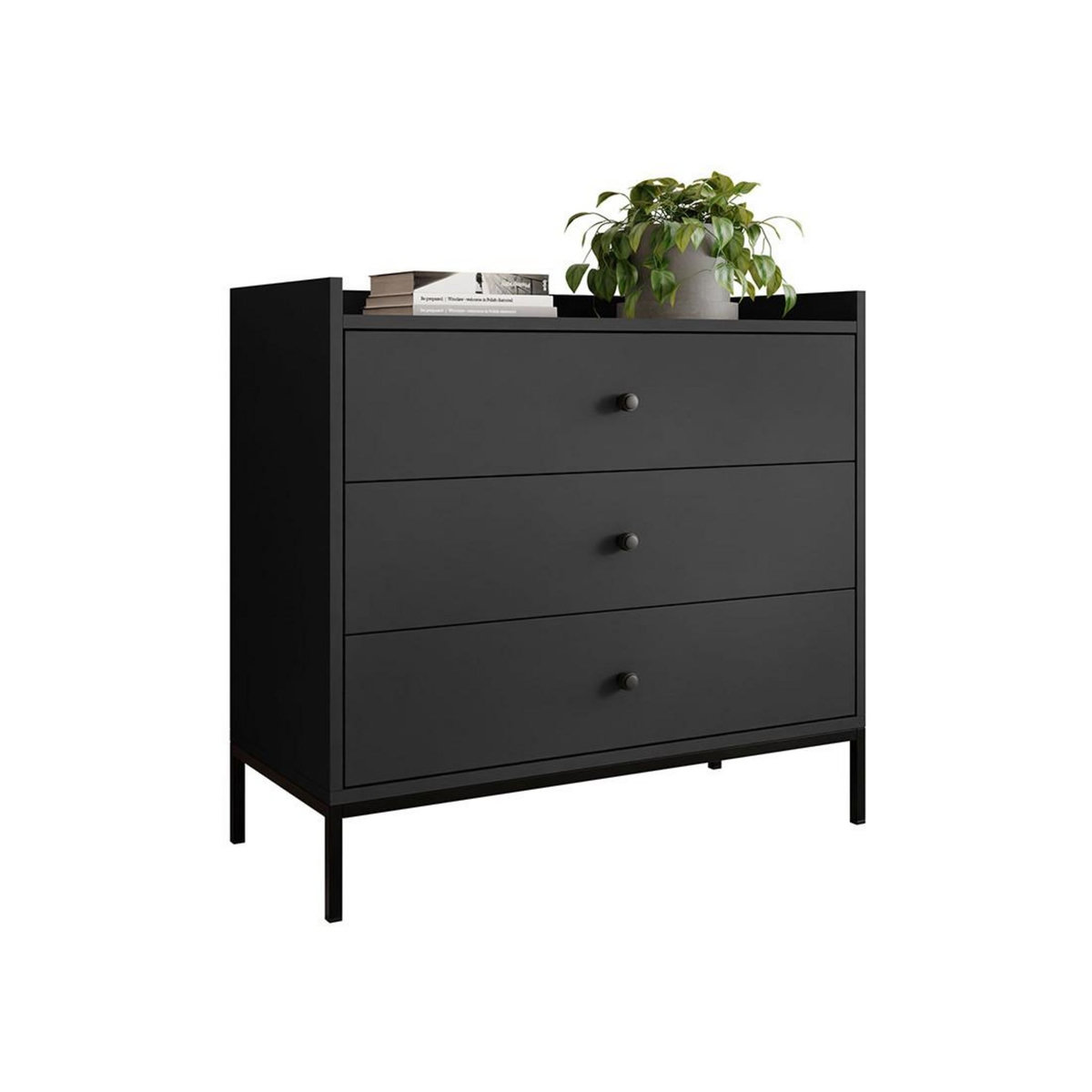 BEST MOBILIER Filipo - commode - noir - 80 cm