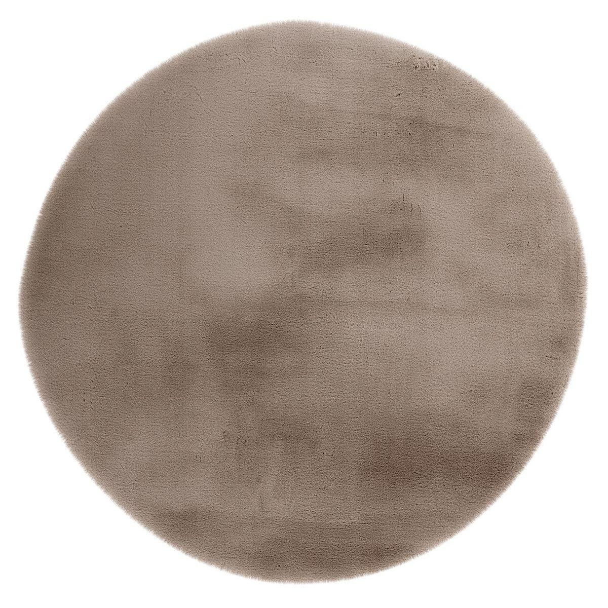 Paris Prix Tapis Uni Rond Doux à Poils Longs  Rabbit  Taupe
