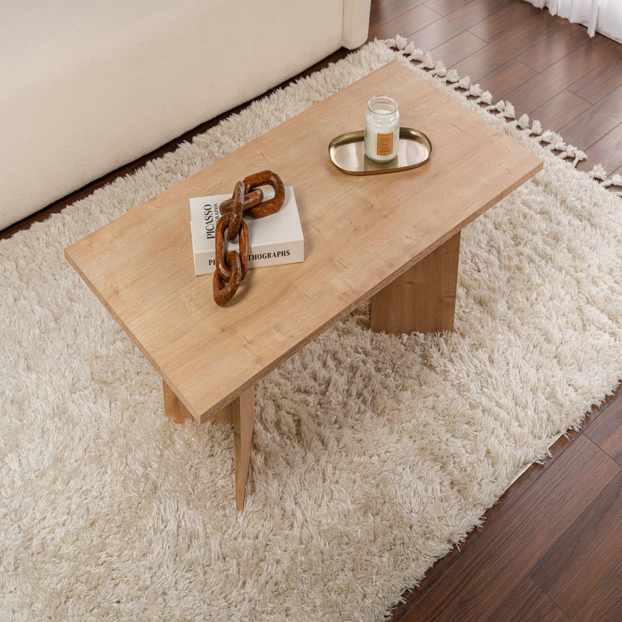 Voir la diapositive 4 : Habitat et Jardin Table basse en bois  sabin  - 60 x 119 x 40 cm - chêne saphir