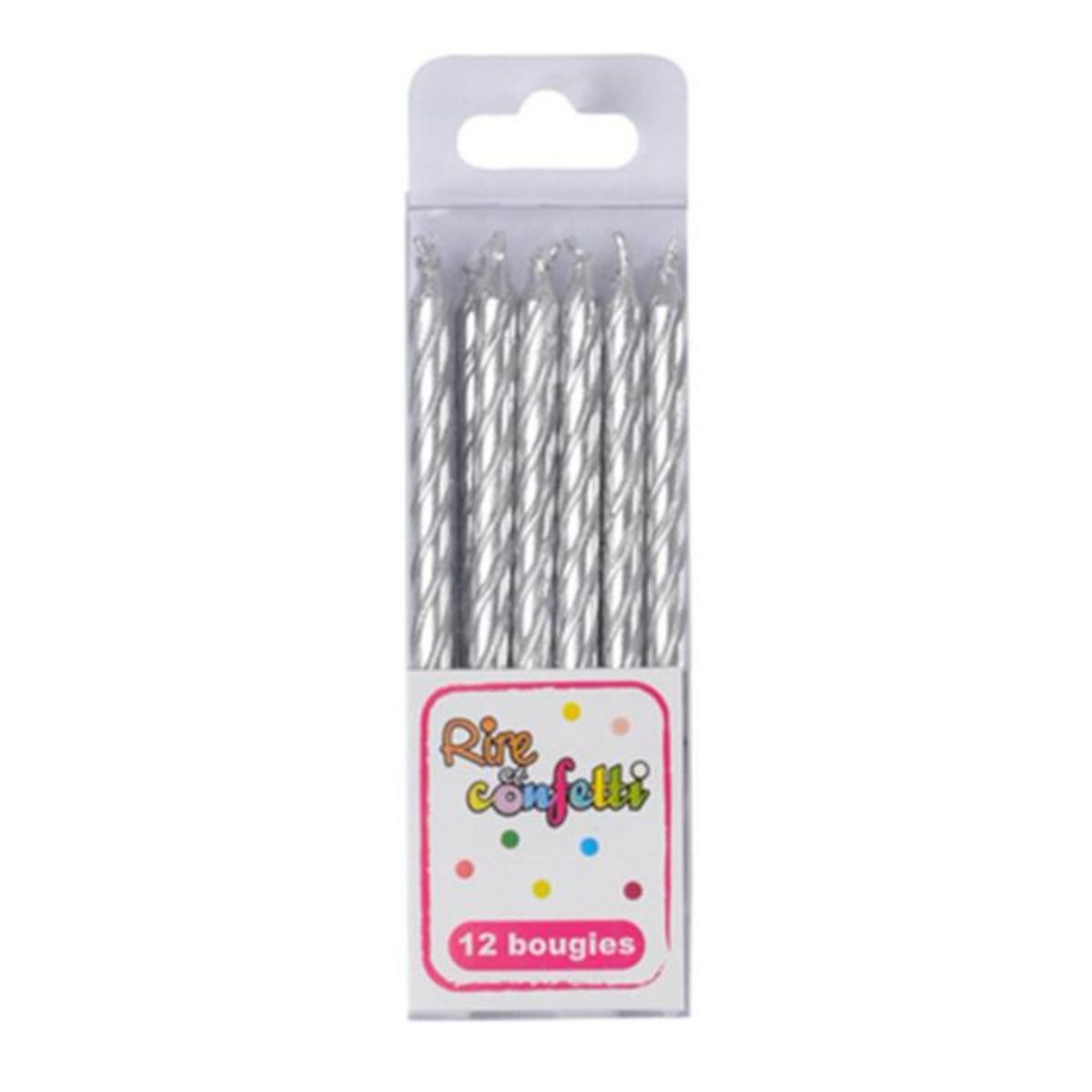 Paris Prix Lot de 12 Bougies d'Anniversaire  Métalliques  6cm Argent