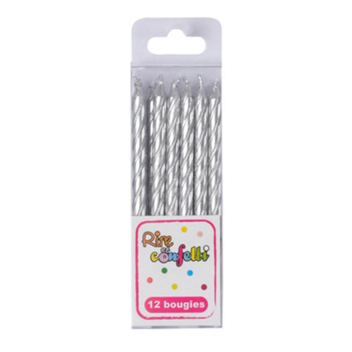 Paris Prix Lot de 12 Bougies d'Anniversaire  Métalliques  6cm Argent