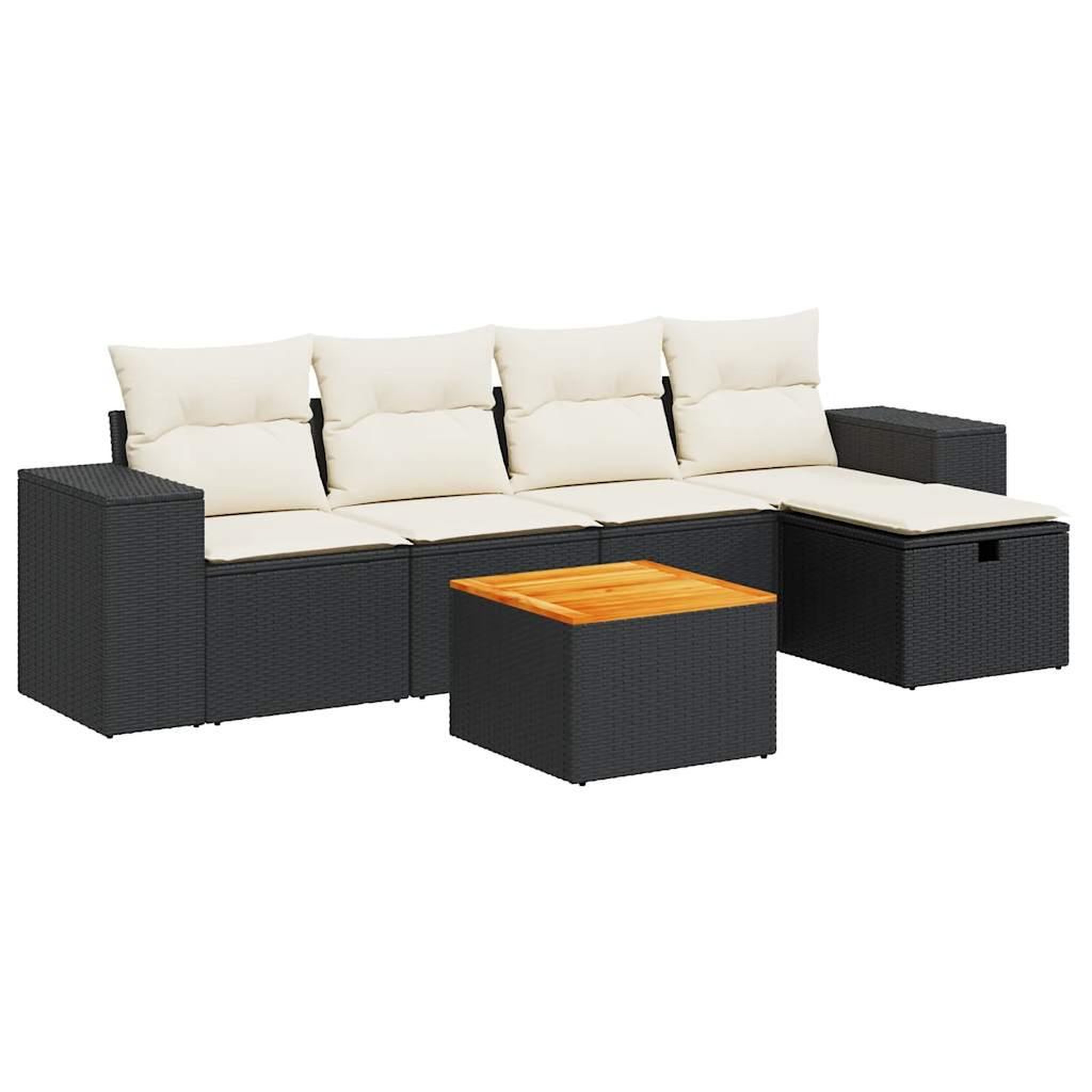 Voir la diapositive 2 : VIDAXL Salon de jardin 6 pcs avec coussins noir resine tressee