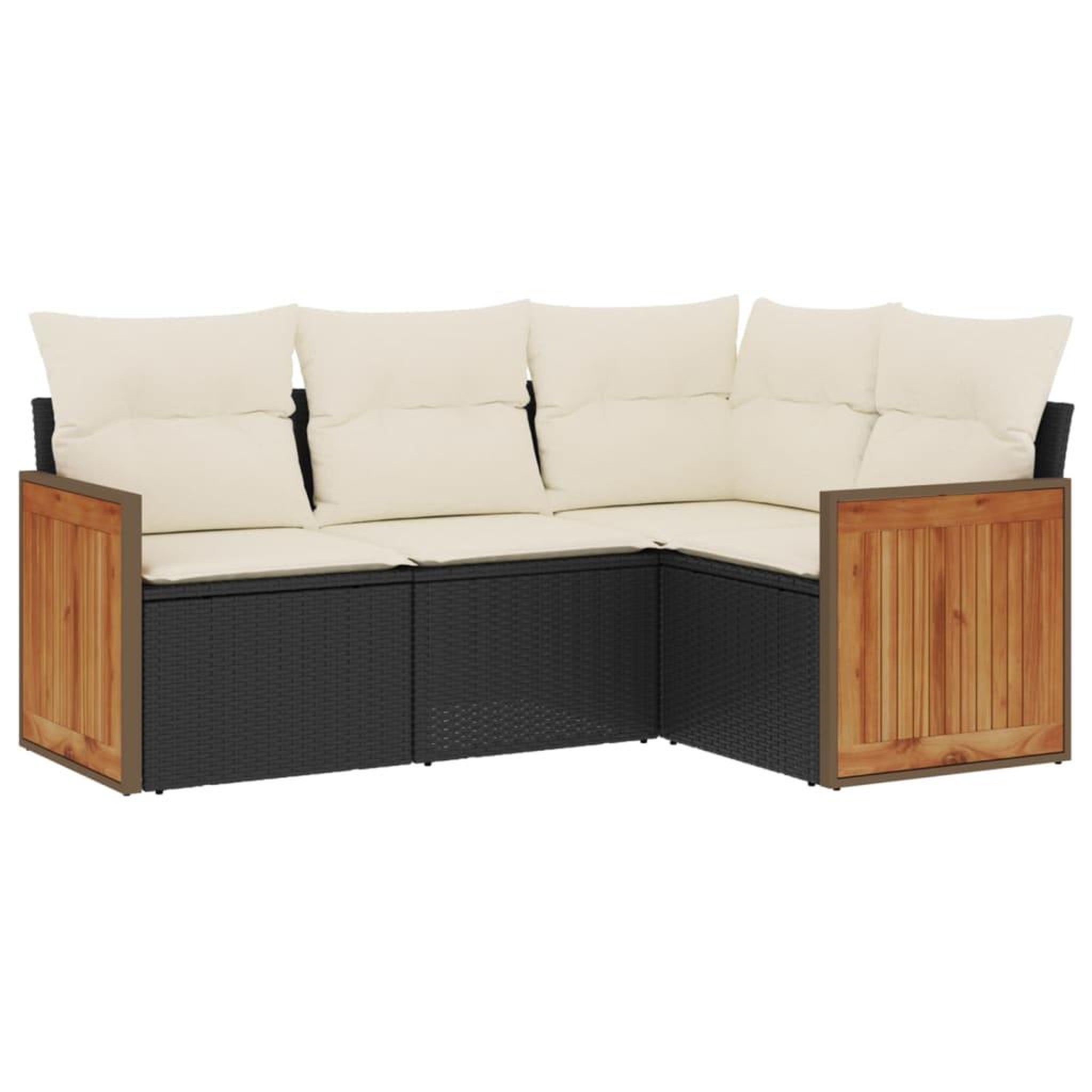 Voir la diapositive 2 : VIDAXL Salon de jardin 4 pcs avec coussins noir resine tressee