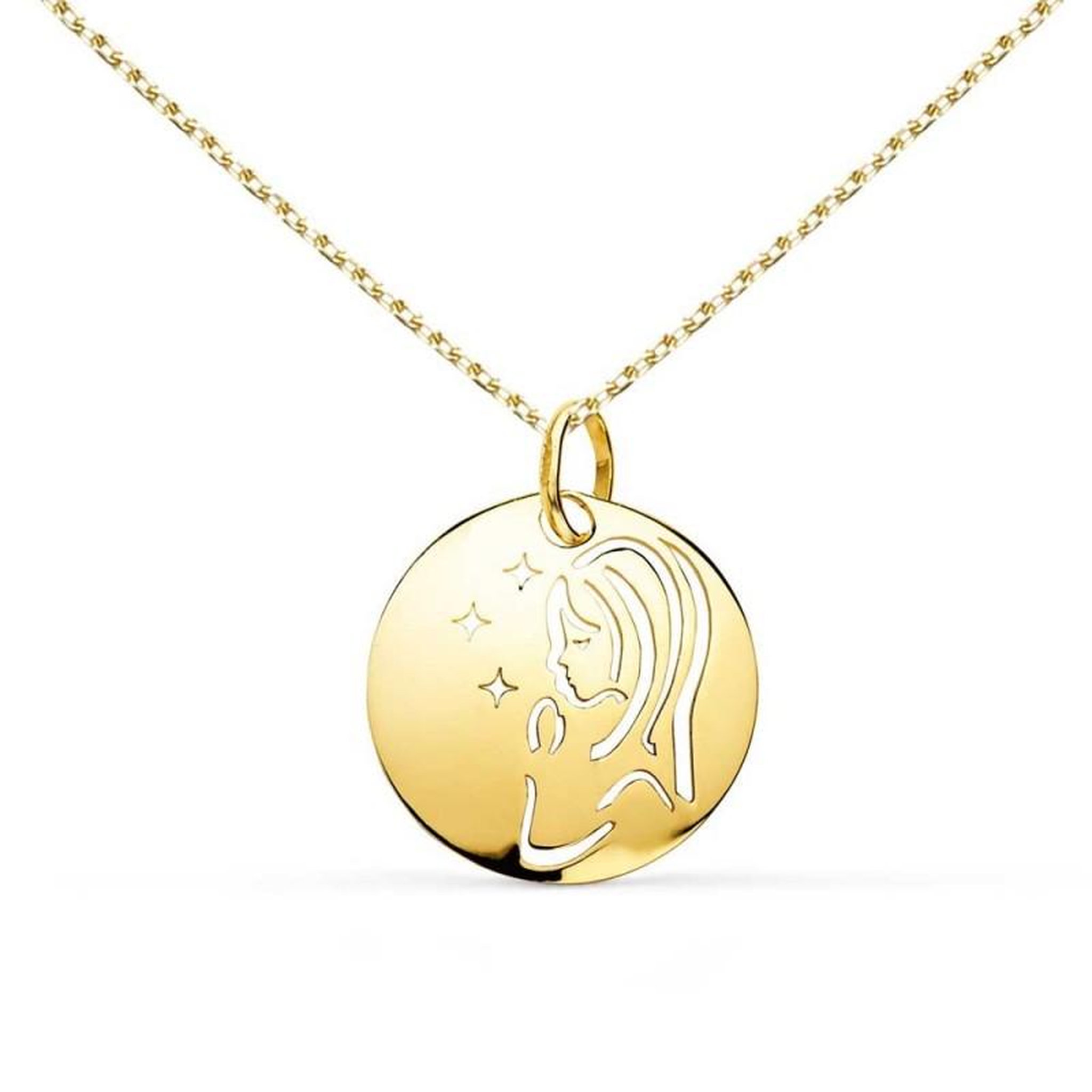 L'ATELIER D'AZUR Collier - Médaille Vierge Or Jaune - Chaîne Dorée