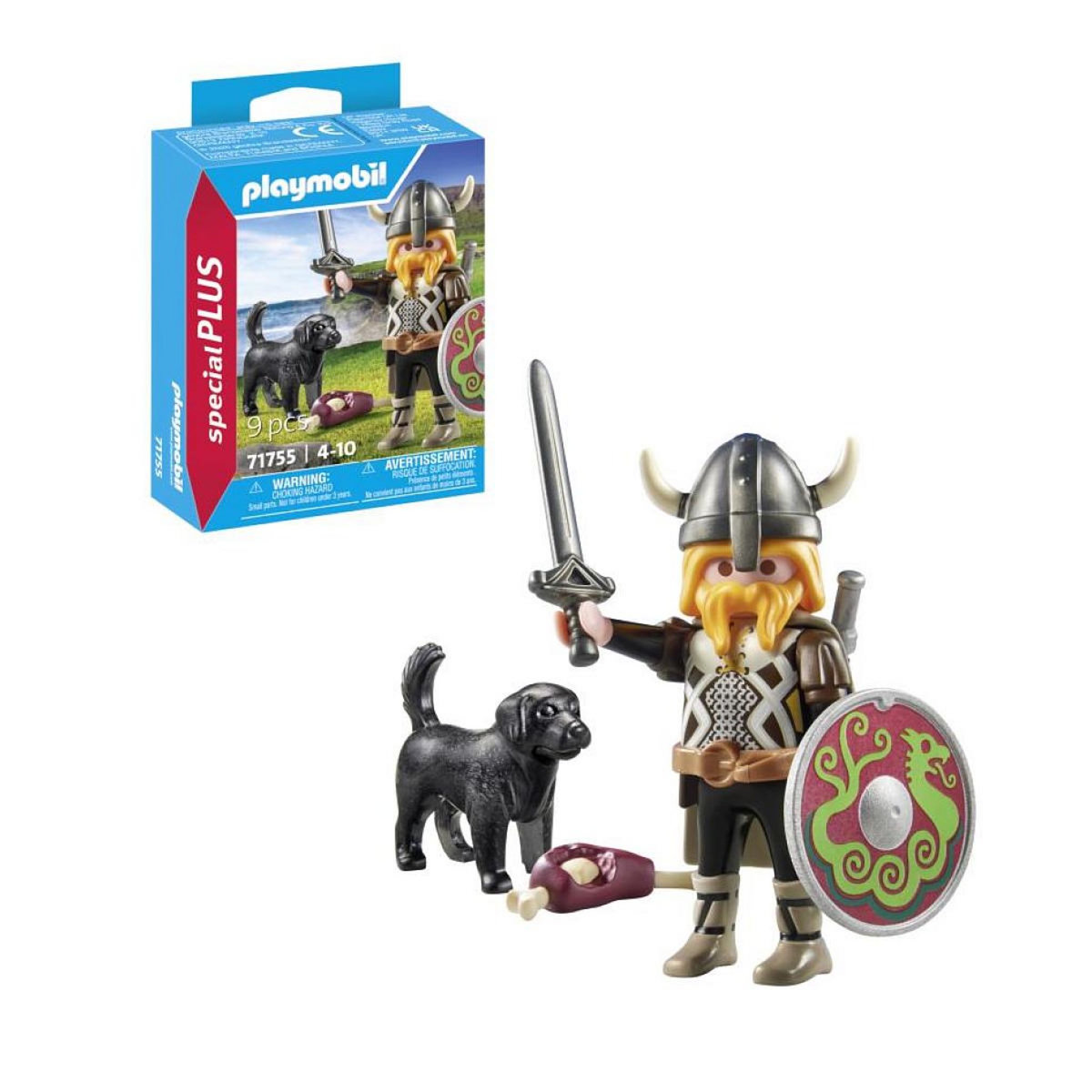 PLAYMOBIL 71755 Viking avec chien, bouclier et armes