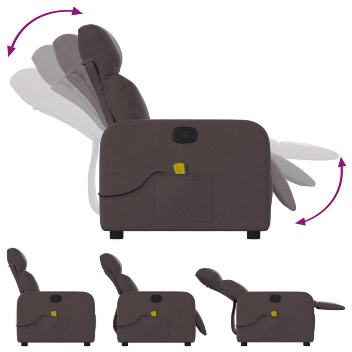 VIDAXL Fauteuil de massage inclinable Marron fonce Tissu