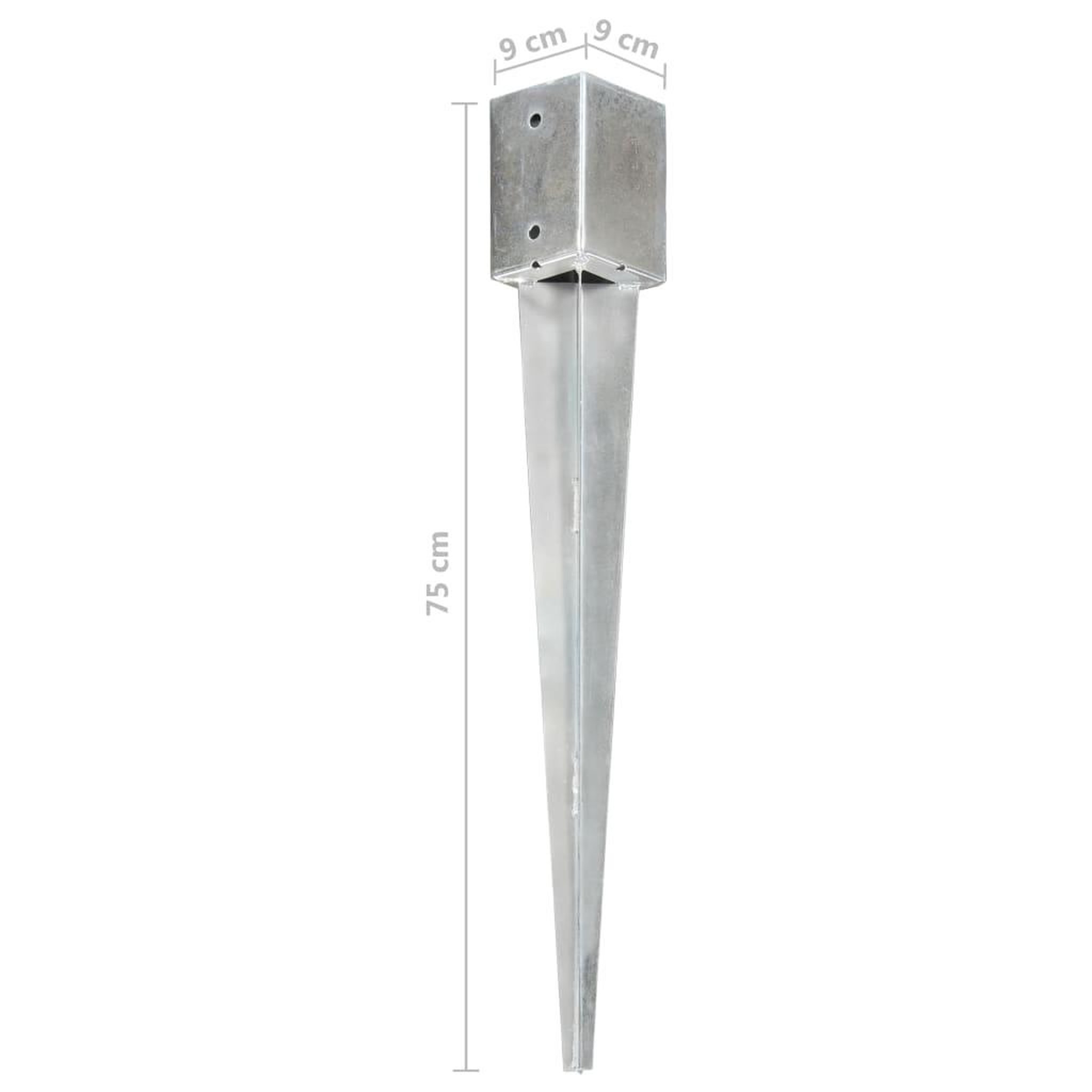 Voir la diapositive 6 : VIDAXL Piquets au sol 12 pcs Argente 9x9x75 cm Acier galvanise
