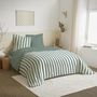 Voir la diapositive 1 : COTON PUR Parure de draps 4 pièces pour lit 160 x 200 cm  Grande largeur  Anatole sauge