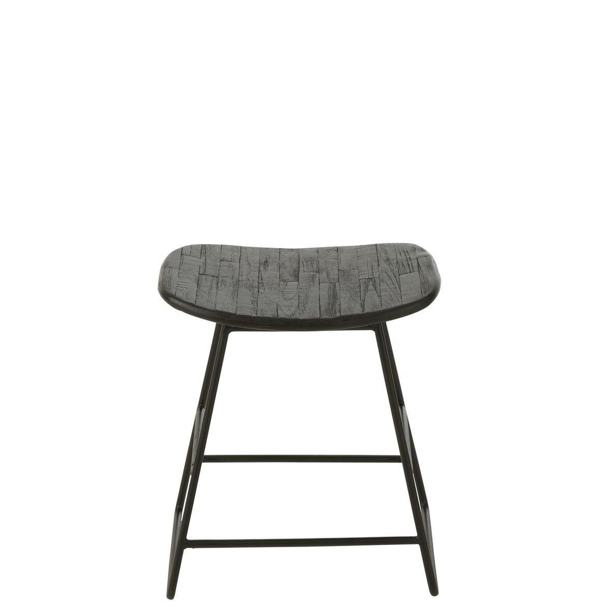 Voir la diapositive 2 : J-LINE Tabouret en bois  teck  45cm noir