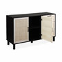 Voir la diapositive 6 : SWEEEK Buffet noir et cannage 120 x 40 x 75cm - Bianca - 3 tiroirs. 2 portes. 2 niveaux. 1 étagère. buffet bas