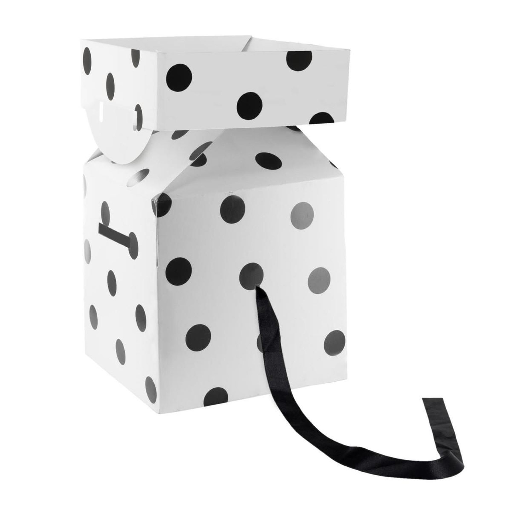 Voir la diapositive 2 : PARTY TIME Boîte cadeau pliable  festif  13cm noir & blanc
