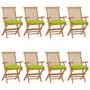 Voir la diapositive 1 : VIDAXL Chaises de jardin avec coussins vert vif lot de 8 Teck massif