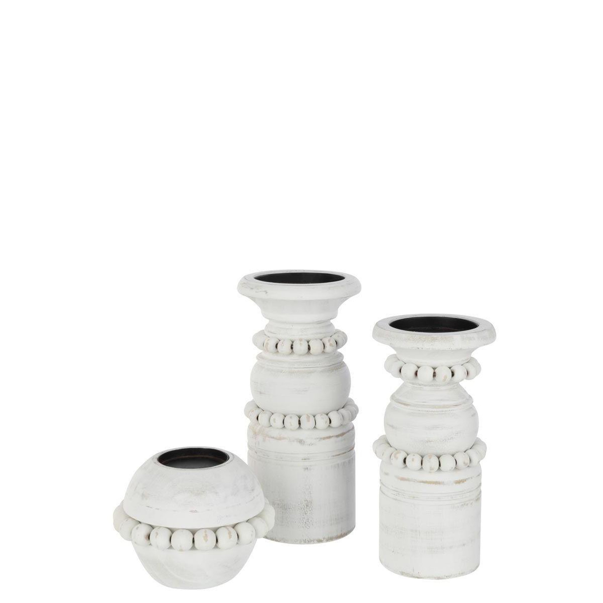 Voir la diapositive 6 : J-LINE Bougeoir déco en pin  pila  23cm blanc