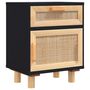Voir la diapositive 4 : VIDAXL Tables de chevet 2 pcs Noir Bois de pin massif et rotin naturel