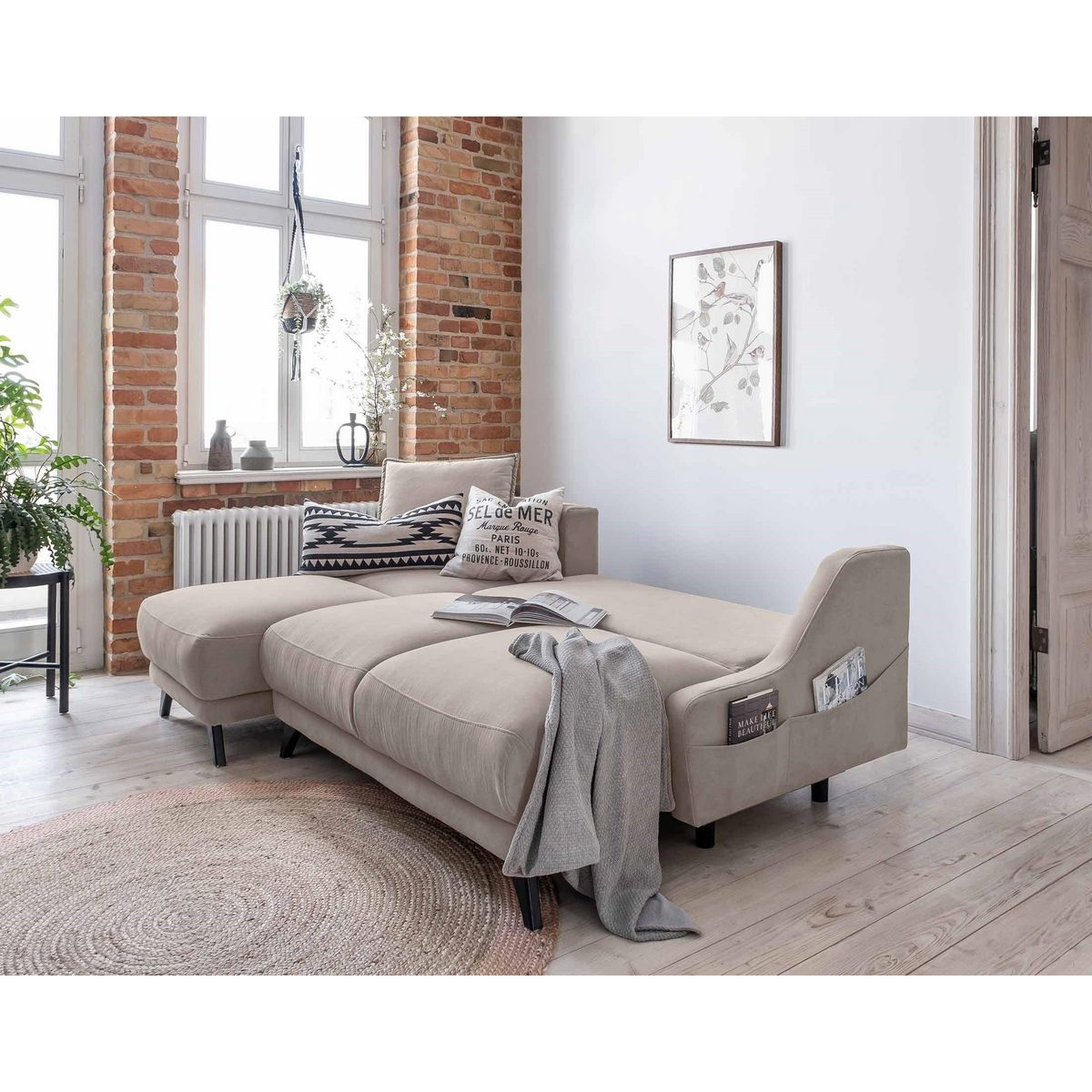 BEST MOBILIER Royal - canapé d'angle gauche - 4 places - convertible avec coffre - en velours