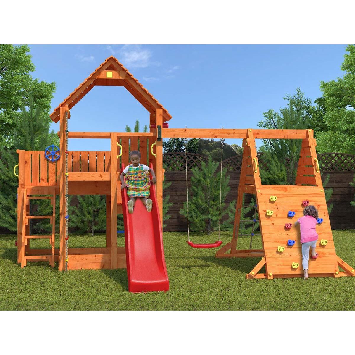 Fungoo Aire de jeux Big Leader Spider + Bac à sable + Corde + Toboggan Bleu - Fungoo