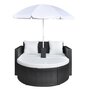 VIDAXL Lit de jardin avec parasol Noir Resine tressee