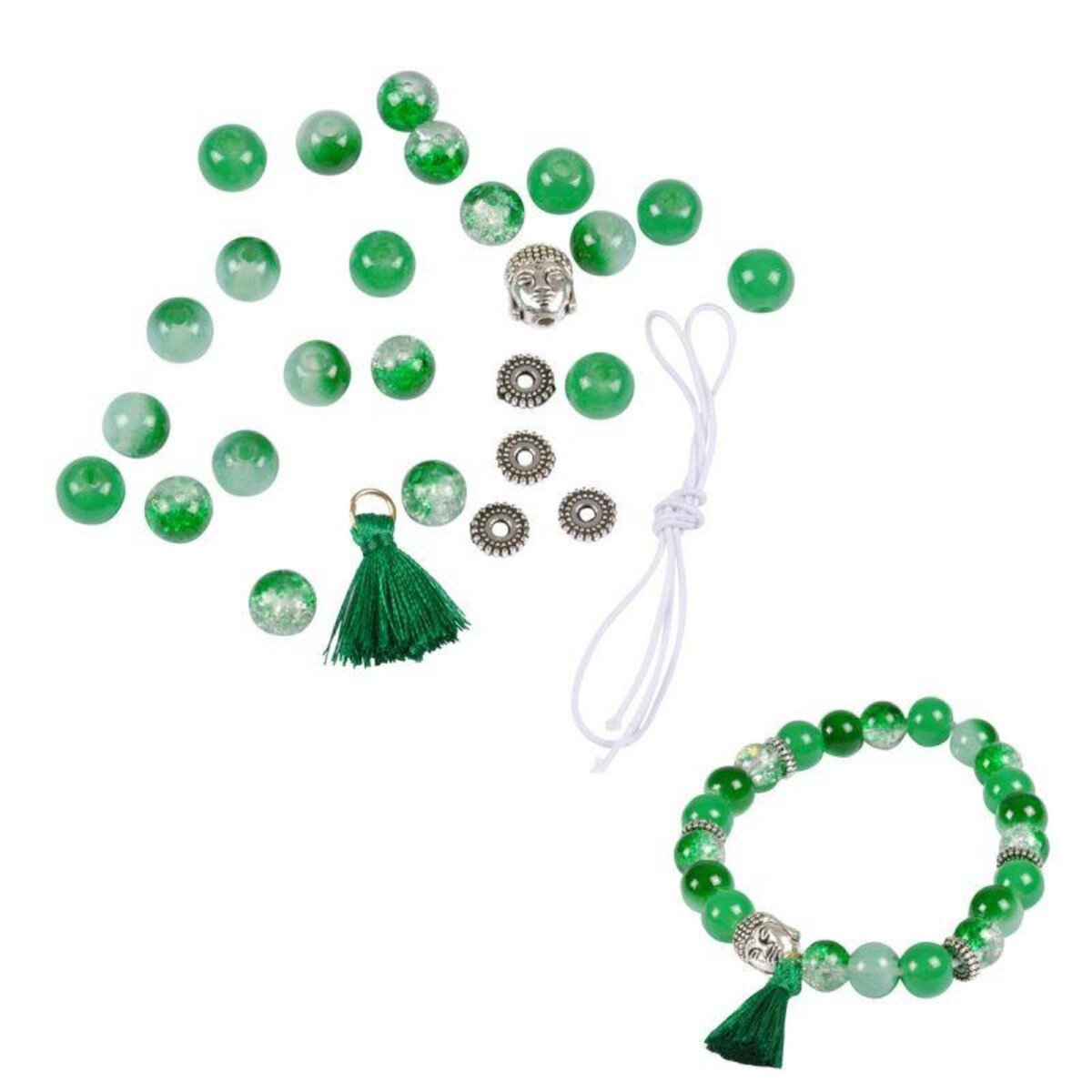 Paris Prix Kit Bracelet 21 Perles  Verres  0,8cm Vert Foncé