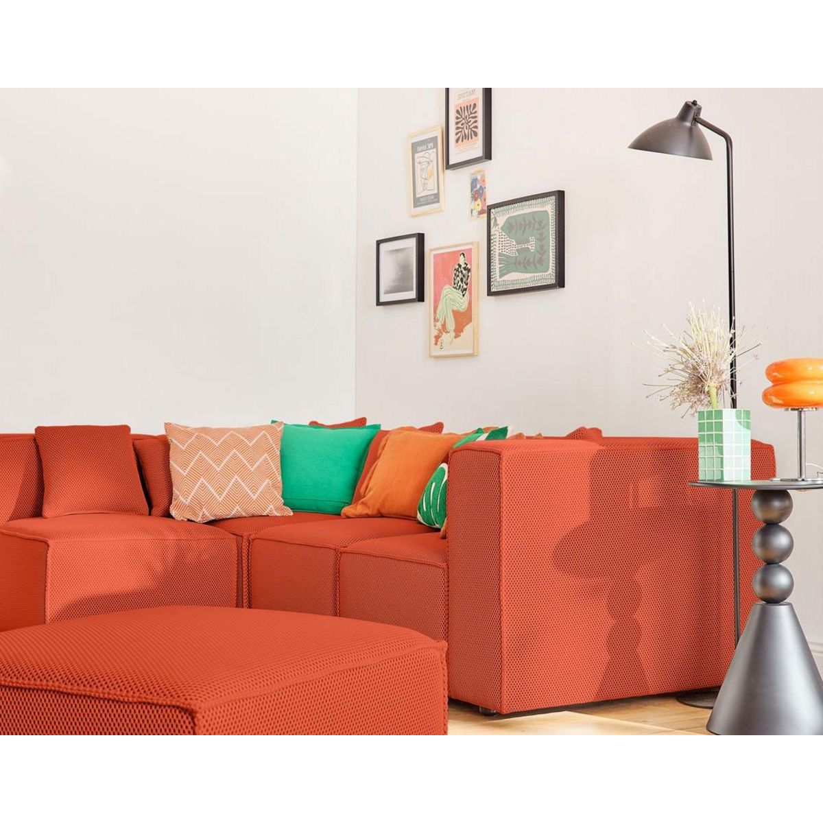 LISA DESIGN Arty - canapé modulable d'angle gauche 5 places - en tissu mailles 3d