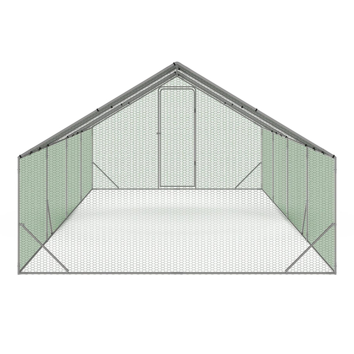 ID MARKET Enclos poulailler 24 m² parc grillagé 8x3 M acier galvanisé