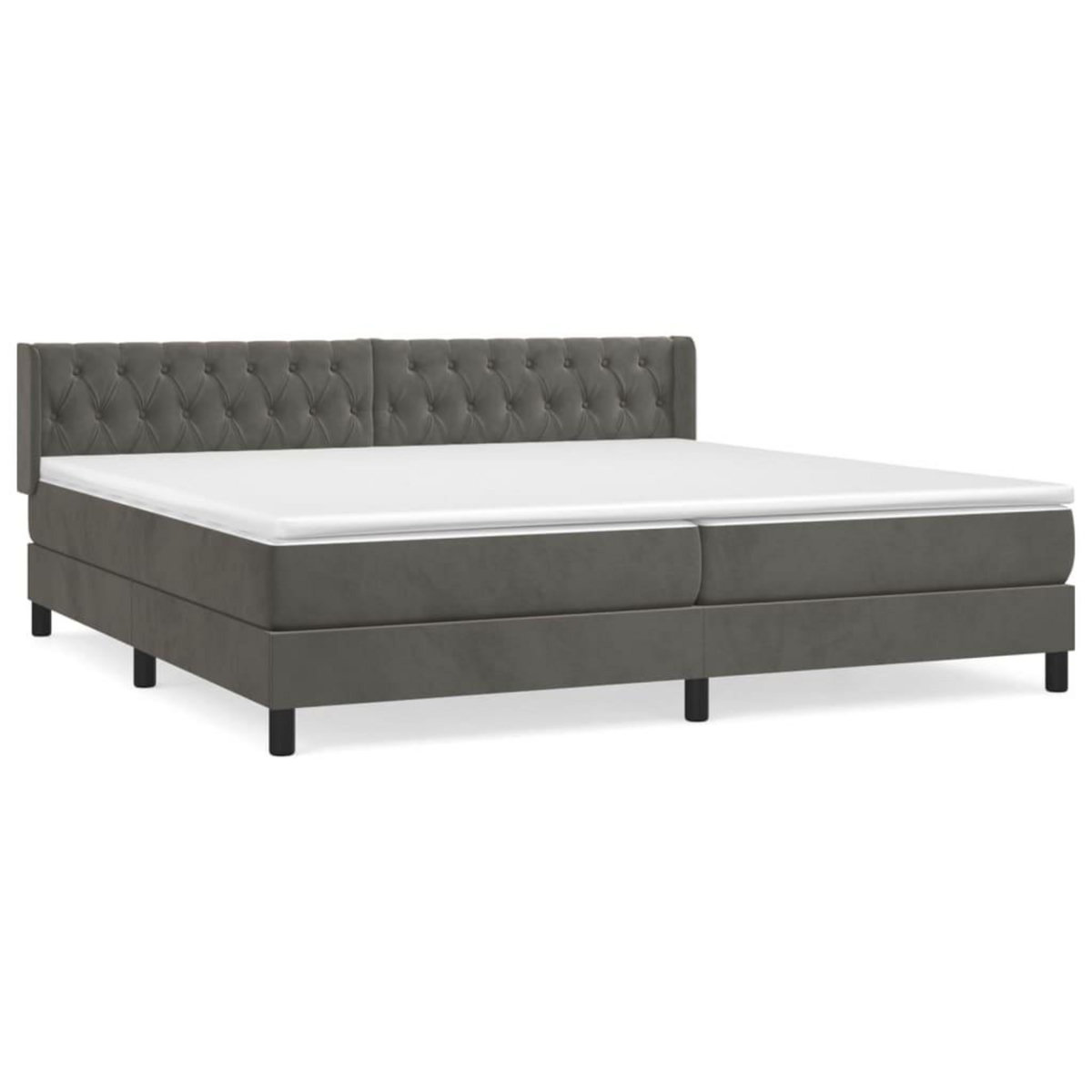 VIDAXL Sommier a lattes de lit et matelas Gris fonce 200x200cm Velours