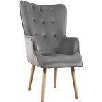 Habitat et Jardin Fauteuil style scandinave velours  Odense  - 73 x 81 x 92.5 cm - 1 place - Gris