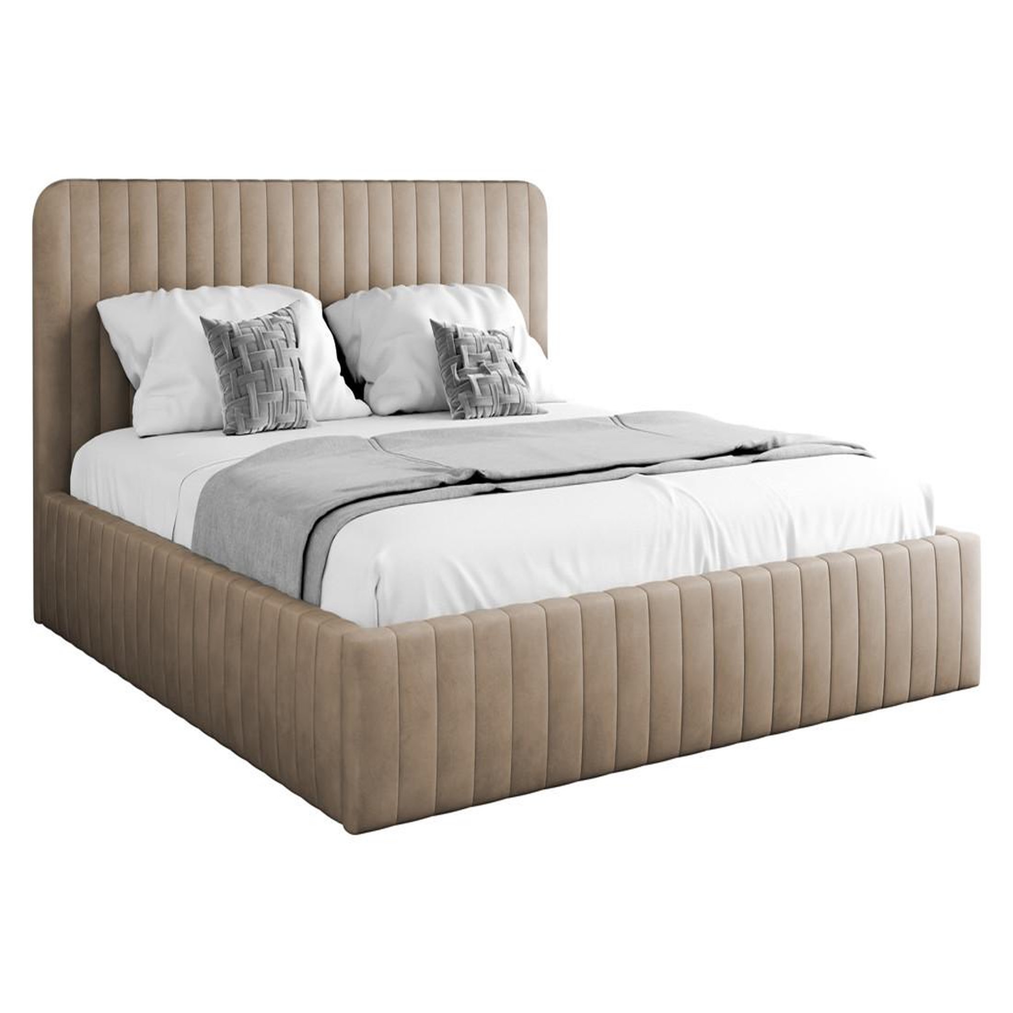 Voir la diapositive 2 : BEST MOBILIER Stuart - lit coffre - 180x200 cm - sommier inclus - en velours