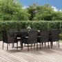 Voir la diapositive 1 : VIDAXL Ensemble a manger jardin 9pcs et coussins noir resine tressee