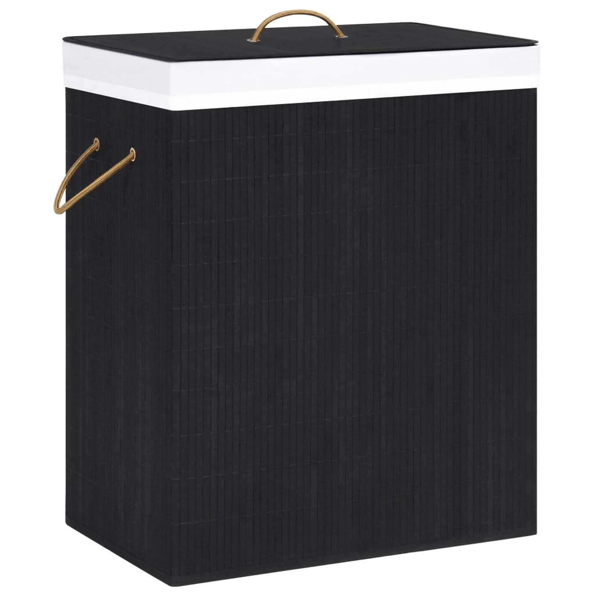 Voir la diapositive 1 : VIDAXL Panier a linge avec une seule section bambou noir 83 L