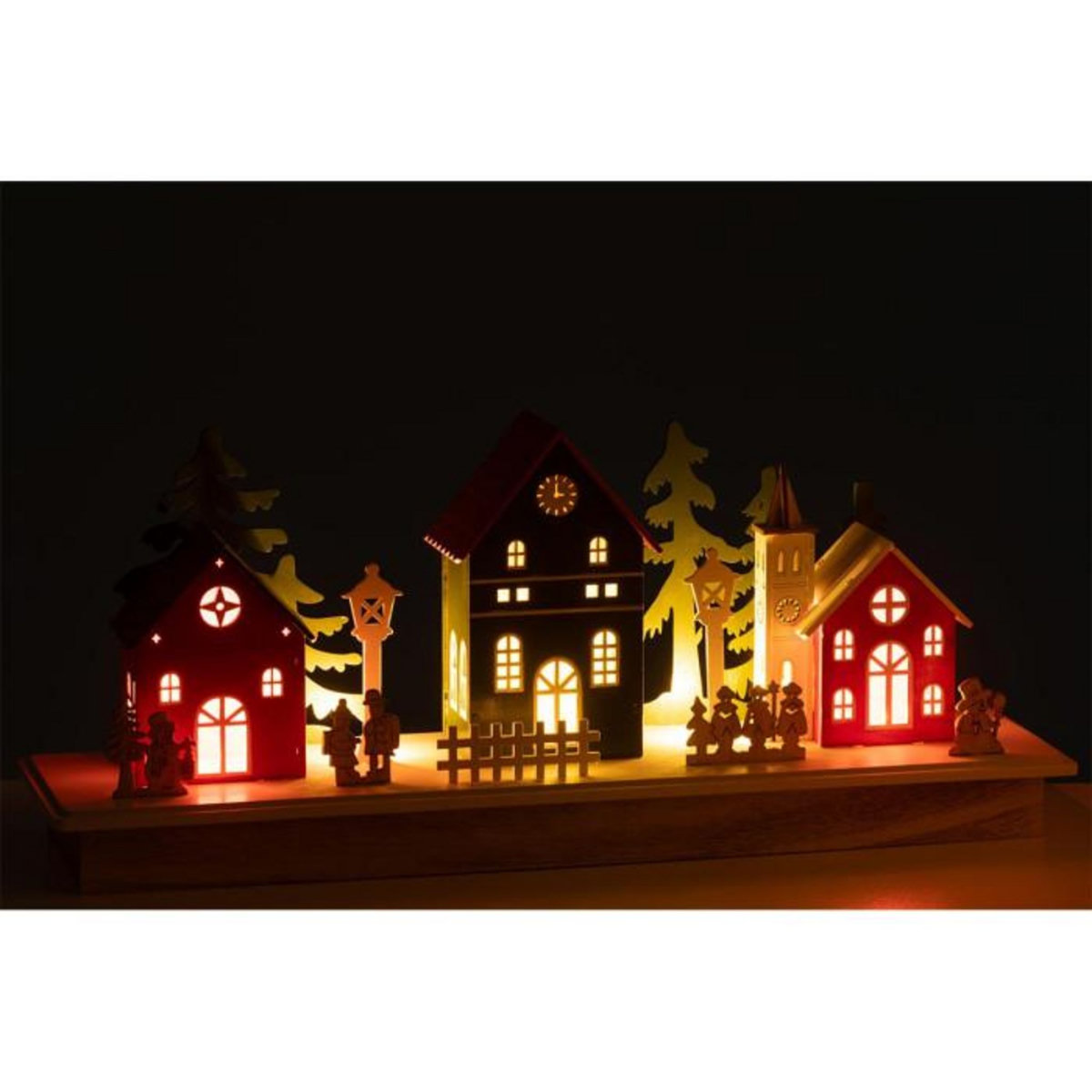 Paris Prix Déco Village à LED en Bois  Hiver  44cm Multicolore