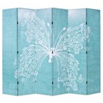 VIDAXL Cloison de separation pliable 228 x 170 cm Papillon Bleu