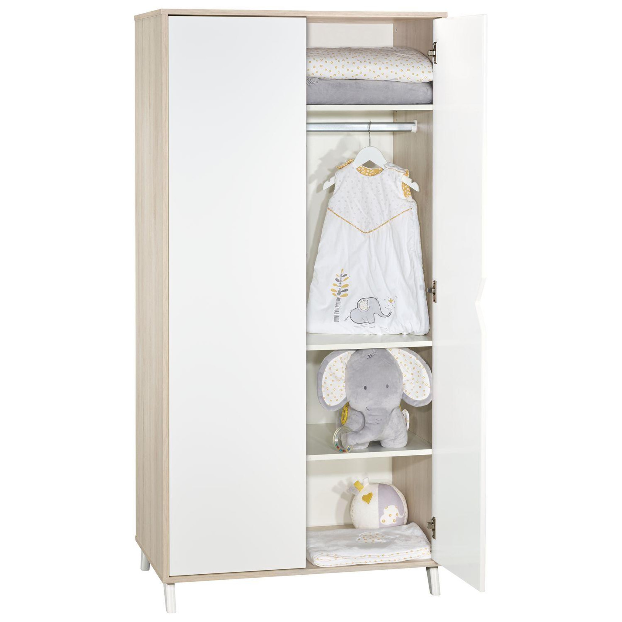 Voir la diapositive 3 : BABY PRICE Armoire bébé 2 portes SCANDI, coloris naturel 