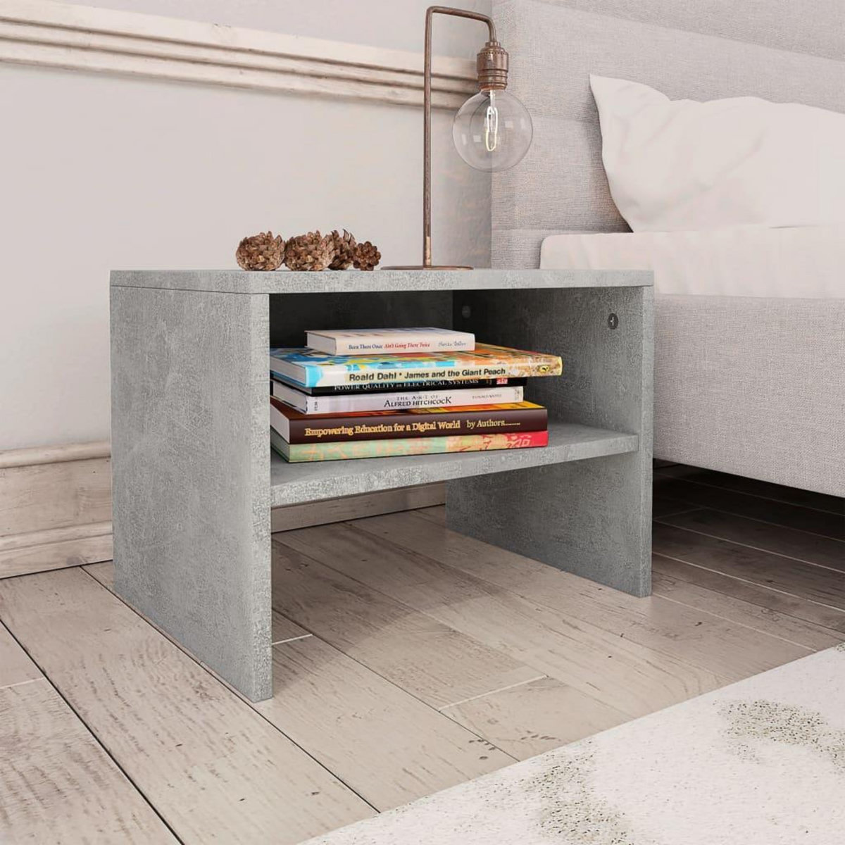 VIDAXL Table de chevet Gris beton 40x30x30 cm Bois ingenierie