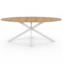 Voir la diapositive 3 : ID MARKET Table à manger ovale ALIX 10 personnes pied araignée bois et blanc 200 cm