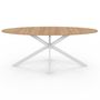 Voir la diapositive 3 : ID MARKET Table à manger ovale ALIX 10 personnes pied araignée bois et blanc 200 cm