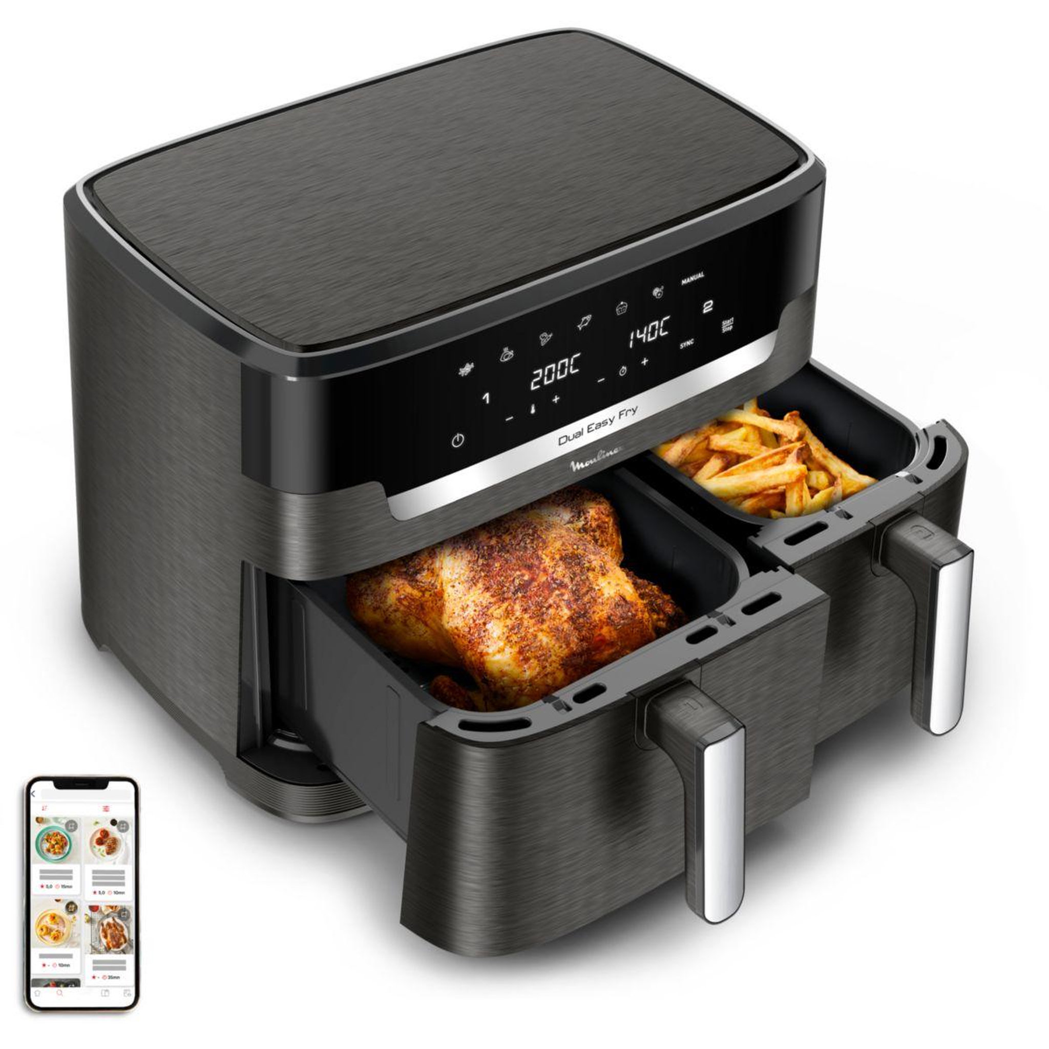 Voir la diapositive 3 : MOULINEX Friteuse sans huile easy fry dual xxl 11l ez942hf0