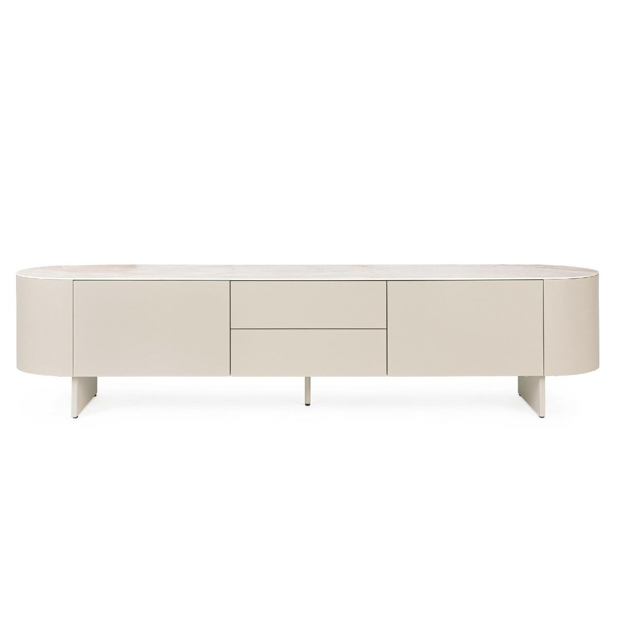 Voir la diapositive 3 : JLC KREATION Meuble tv beige céramique 2 portes 2 tiroirs 200 cm sidra