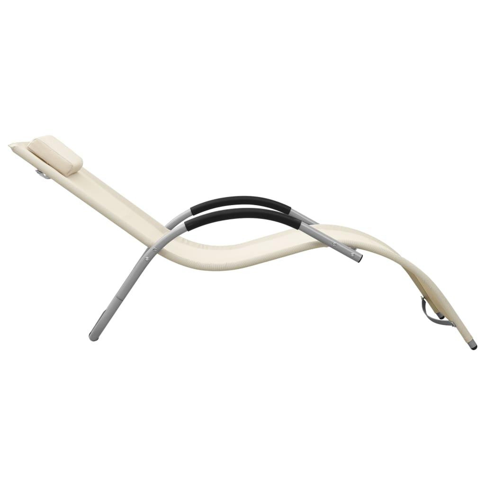 Voir la diapositive 3 : VIDAXL Chaise longue textilene creme et gris