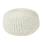 Paris Prix Pouf Rond à Rayure  Tissage  50cm Blanc